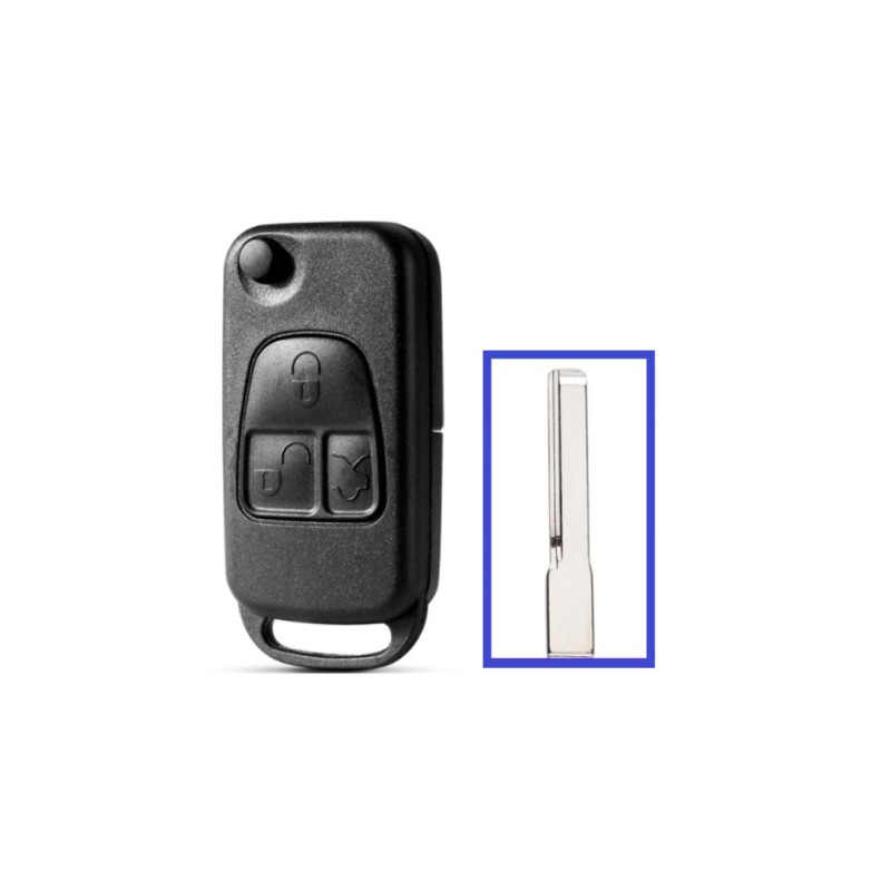 CARCASA MANDO PLEGABLE MERCEDES 3 BOTONES HU64